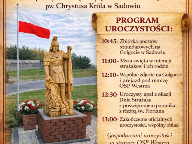 Zaproszenie na obchody Parafialnego Dnia Strażaka.